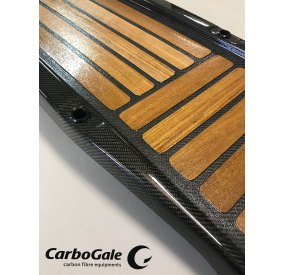 Carbon fiber glossy finish with teak veneer walking surface